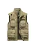 Chaleco deportivo casual de exterior para hombre para primavera y otoño, disponible en tallas grandes, con corte holgado, forro de malla y múltiples bolsillos para gran capacidad de almacenamiento