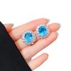 Hermoso Collar con Colgante de Aguamarina de Alta Gama Leyenda del Mar Azul Anillo de Lujo Ligero Aretes Caibao traje Mujer