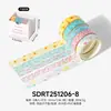 Fita Washi Bobo Gummy Series Embalada com Caixa 5 Rolos para Journaling DIY, Materiais de Diário, Adesivos Decorativos para Colagem