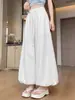 Calça Saia Botão de Flor Branca Feminina Verão Estilo Fino 2026 Novo Solta Tamanho Grande Meninas Cheinhas Petite Casual Calças de Perna Larga Yamamoto