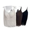 Outono e Inverno Feminino Costas Bonitas 6882 # Camisola Termostática de Renda Francesa com Alças Finas Sexy e Decote V com Amarração na Taça.