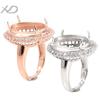 XD 13*18 anillo de cara de malla de plata 925 imitación diamante soporte de anillo de plata soporte de anillo vacío femenino DIY soporte de anillo de cera de abeja incrustada