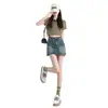 Falda Corta de Mezclilla Estilo Americano para Mujer Verano Delgada Sexy Chica Caliente Falda de Cadera Falda Corta de Cintura Alta Falda de Mezclilla