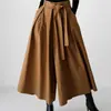 Pantalón Falda Ancho de Pierna Holgado de Nuevo Estilo Talla Grande con Cintura Alta Elástica, Pantalones Acampanados Crop Delgados Casuales para Estudiantes