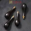 Frasco Giratorio de Calabaza Ébano para Rapé con Junta de Bambú Tallada, Florero Hueco Incrustado con Latón, Simbolizando Prosperidad y Ascensión