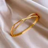 Pulseira Cruz de Bambu com Zircônia Banho de Ouro Real 18K Estilo Chinês Novo, Pulseira de Luxo Leve de Alta Qualidade, Joia de Mão Retrô Criativa