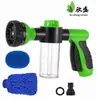 Pistola de água para lavagem de carro, tubo telescópico plástico doméstico, pistola de água multifuncional para jardim, alta pressão, espuma, pistola de água para lavagem de carro