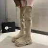 Botas longas dobráveis de sola grossa acima do joelho para homens e mulheres, estação outono e inverno, botas de montaria, uso bidirecional, novo estilo 2026, salto grosso, estilo europeu e americano