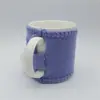 Lindo juego de taza pequeño tejido a mano, taza de cerámica, juego de lana, juego de taza navideña, suministro directo de fábrica, todo material acrílico