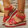 Sandalias de Cuña para Mujer Tallas Grandes Europeas y Americanas de Comercio Exterior 2026 Nuevas de Verano Nuevas Casuales Boca de Pez Fondo Plano Sandalias de Playa