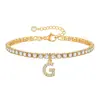 Pulseira Alfabeto 26 Letras Cravejada com Diamantes Transfronteiriça, Corrente de Garra Totalmente Diamantada, Joia Versátil, Pulseira Tennis da Moda Feminina