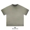 2025 Nova Lavagem Gradiente Camiseta Masculina de Manga Curta Retro Americano Lavagem Suja Algodão Puro Marca Tendência Camisa Base Estampa