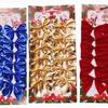 Flocado de Natal Estampagem a Quente Laço Pingente de Árvore de Natal Decorações de Natal Mais Vendido para Exportação (Pacote com 12)