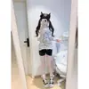 Camisetas com Estampa de Manga Meia-Manga Estilo Preppy Manga Três Quartos Estilo Coreano Moda Casual Camisetas de Manga Curta 100% Algodão para Mulheres e Homens