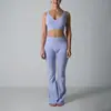 Conjunto Sin Costuras Conjunto Deportivo de Yoga Sin Costuras con Top Acolchado, Chaleco, Espalda Bonita, Pantalones Casuales Ligeramente Acampanados para Mujer