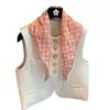 Bufanda Triangular Elegante a Cuadros Estilo Chanel de Alta Gama, Bufanda Cómoda para el Cuello Cuadros Pequeños Decorativa, Chal de Seda con Protección Solar