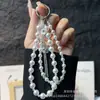 Correa para Teléfono con Borla de Estrella de Cinco Puntas Cadena Doble Perla Dahu Cordón para Teléfono Estilo Muñequera Moda Accesorio de Bolso con Perlas