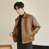 2025 Nueva Chaqueta de Cuero para Hombre Piel de PVC Abrigo Casual Estilo Coreano Moderna Ajustada Joven Guapo Otoño Grueso