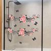 Comercio exterior pintado rosa rosa mariposa ventana de vidrio embellecimiento del hogar decoración electrostática uv pegatinas para ventanas al por mayor