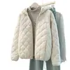 2026 Nueva Chaqueta de Algodón Ligera y Cálida con Capucha para Mujer Abrigo de Algodón para Mujer Otoño Invierno Corta Casual Holgada Chaqueta Acolchada de Algodón para Mujer