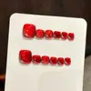 Uñas Vestibles Yihe [Uñas de los Pies] Rojo Vino Cereza Cristal Ojo de Gato Blanqueamiento Uñas Postizas Hechas a Mano Uñas de los Pies