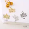 Cobre Color Fuerte Duradero Incrustado de Diamantes Joyería DIY Mini Pulsera Colgante Pequeño Trébol de Cuatro Hojas Corazón Oso