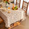 Mantel Floral Estilo Retro Francés, Mantel de Tela de Algodón y Lino, Sensación de Lujo Ligero y Gama Alta, Cubierta Rectangular de Lino