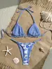 Bikini sexy de dos piezas reversible con estampado de rayas y tema oceánico, de tirantes, con amarre, superventas de Amazon 2026