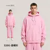 Moletom Americano Streetwear Pesado Outono e Inverno 320g, Modelagem Solta, Gola Redonda, Moletom Cross-border, Moletom com Capuz Personalizado Masculino