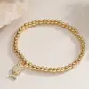 Aogu Moda Transfronteiriça Estiloso Banhado a Cobre Ouro 18K Zircônia Rosa Pingente Pulseira Feminina Nicho Versátil Joia de Mão Nova