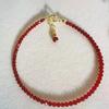 Pulsera Minimalista de Moda con 4 Cuentas Rojas Facetadas para Mujer Joyería Ultra Fina Pulsera de Cristal de Vidrio Lujo Ligero