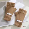 Nuevos guantes de punto de medio dedo estilo coreano de invierno para mujer, otoño, forro polar, engrosados, imitación de mohair, dedos descubiertos, guantes cálidos