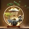 Estilo Zen Chino Oficina Fuente de Agua de la Suerte Adornos Anillo de Lámpara Quemador de Incienso de Flujo Inverso Casa con Circulación de Agua Regalo de Inauguración