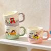 Nova Caneca de Cerâmica com Flor Embossada Criativa, Caneca de Aparência Sofisticada com Colher, Caixa de Presente, Presente Corporativo, Caneca