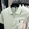Camisa Polo de Algodão Puro com Logo de Pônei Camiseta Masculina de Manga Curta Verão Gola Bordada Casual Solta Camiseta Top Paul