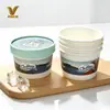 Taza de Papel Desechable para Helado de 4 oz 135 ml Tazón de Papel Piel de Leche Impresión Personalizada Taza para Yogur con Tapa y Cuchara