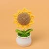 Produto Acabado: Planta de Girassol em Vaso de Crochê Artesanal Transfronteiriço, Ornamento de Flor Artificial para Mesa, Presente para o Dia dos Professores