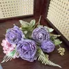Rosa artificial estilo vintage com bordas queimadas, cores mistas, botões de rosa de 6 pétalas, flores artificiais para casa, casamento e decoração de noiva, buquê de flores artificiais