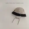 Gorro Rayado Estilo Coreano para Bebé Primavera y Otoño Protección Solar Cortavientos Sombrero de Pescador para Niños Niñas Moda Exterior Sombrero de Cubo Tendencia