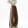 En stock: Pantalones Rectos de Algodón de 380g con Tres Rayas para Hombre, Otoño 2026, Pantalones Largos de Talla Grande de Alta Gama, Modernos para Adolescentes
