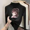 Y2367# camiseta básica infantil gola alta outono e inverno com forro de fleece manga longa quente camiseta de veludo curinga infantil grande masculino e feminino