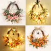 Guirnalda de Flores Artificiales Decorativa para Puerta Principal de Acción de Gracias de Otoño Transfronteriza Colgante de Pared Decorativo para Festival de la Cosecha al Aire Libre