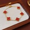Pulseira de Trevo de Quatro Folhas com Zircônia, Design Versátil, Pulseira Fashion para o Dia a Dia, Luxo Leve, Joias de Alta Qualidade para Mulheres Atacado