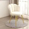 Silla de Tocador de Lujo, Silla de Oficina, Silla de Maquillaje Acolchada con Patas de Metal Dorado para Dormitorio Tocador Salón de Uñas Hogar
