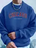 Sudadera para Hombre Chicago Illinois Estampado Creativo Cuello Redondo Lana Superior Bolsillo Lateral Sudadera