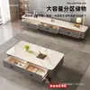 Mesa de centro y mueble de TV para sala de estar, vidrio templado engrosado, madera maciza, tamaño pequeño, mueble de TV y mesa de centro modernos para el hogar, no requiere instalación