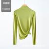 Camisa Básica de Modal Otoño e Invierno para Mujer con Cuello Semi Alto Manga Larga Interior Talla Grande Holgada Estilo Occidental Combinable Top Negro