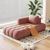 Estilo Crema Francesa Gato Felpa Esponja Chaise Chaise Sofá Individual Reclinable Sala de Estar Dormitorio Balcón Sofá Perezoso Madera