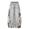 Pantalones Curvos de Retazos Estampado de Leopardo Tie-Dye de Alta Resistencia para Hombre Pantalones Largos Moda Urbana Holgados de Pierna Ancha de Longitud Completa