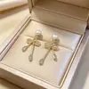 Lazo Corazón Perla Exquisita Nicho Súper Hada Diseño de Pendiente Pendientes Elegantes Dulces Accesorios para Orejas Estilo Bosque de Cobre